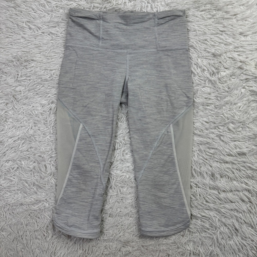 Lululemon Pants Womens 6 Gray Run With The Sun Cropped Leggings Mesh‎ Panels Gym